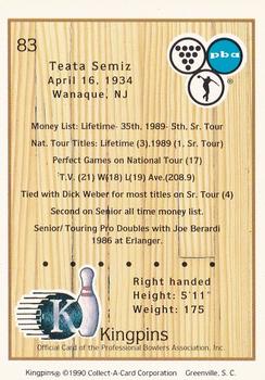 1990 Collect-A-Card Kingpins #83 Teata Semiz Back